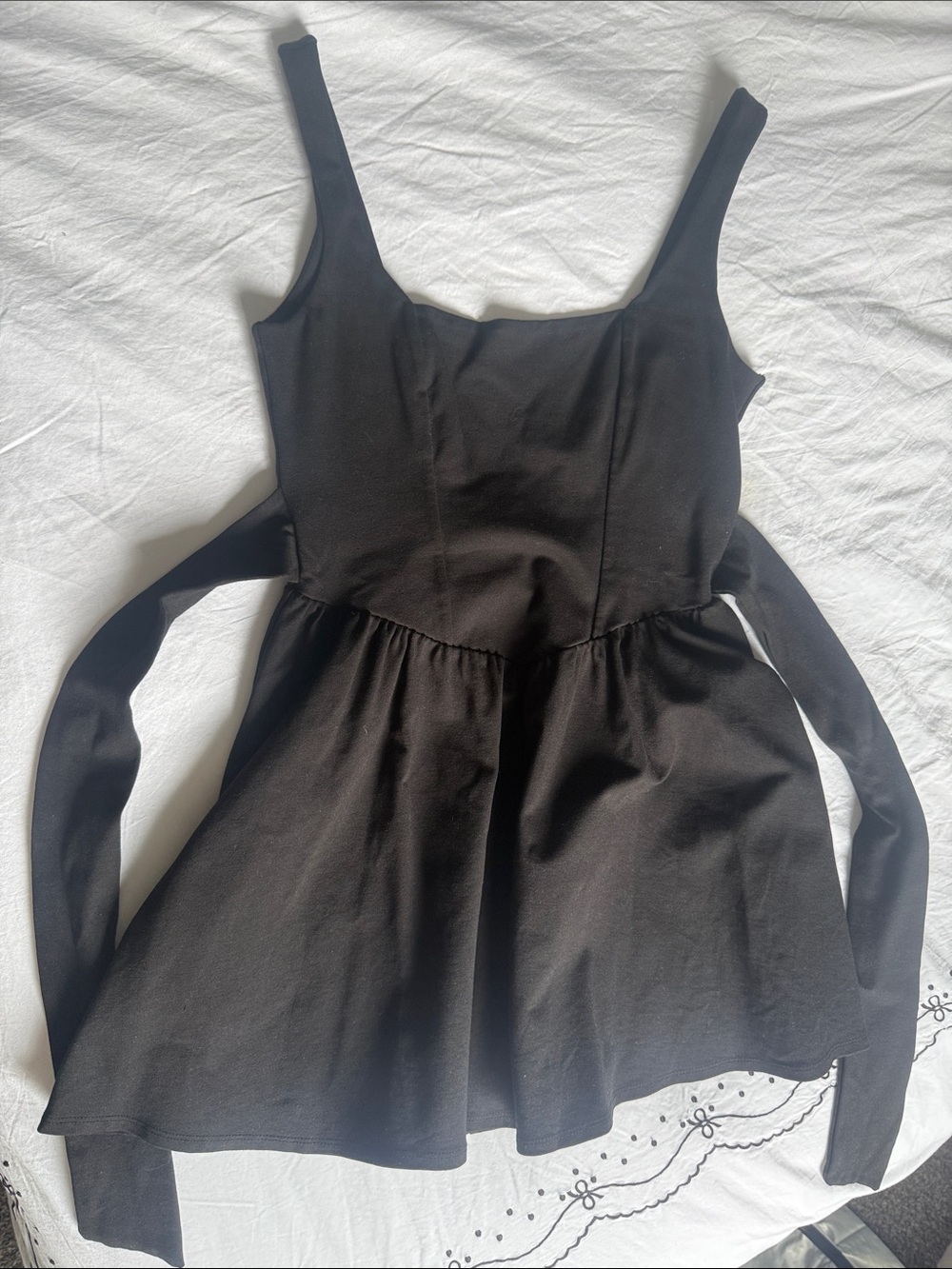 Women's Black Tie-Back Mini Dress